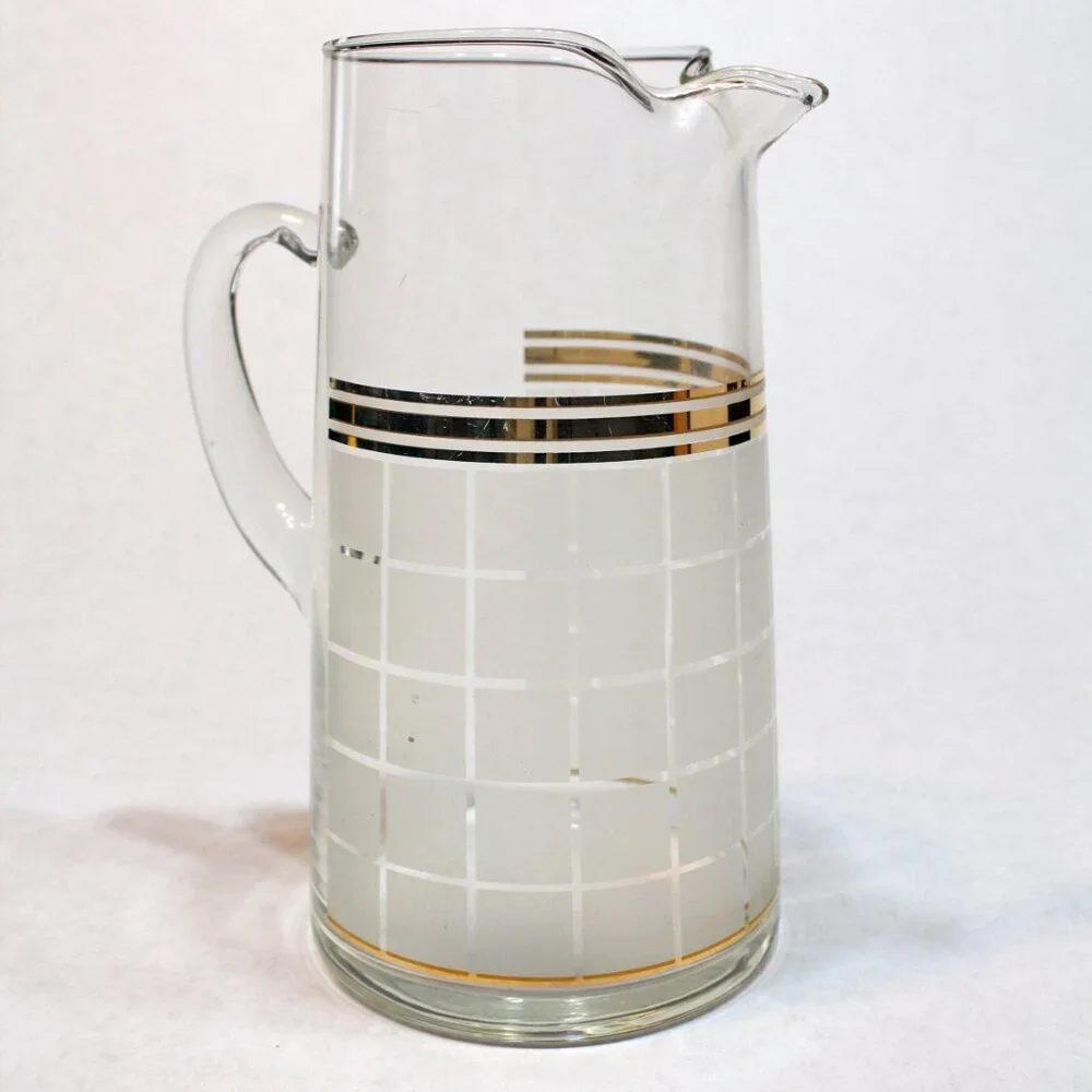 Bill Blass Mid Century Vintage Glass Pitcher
